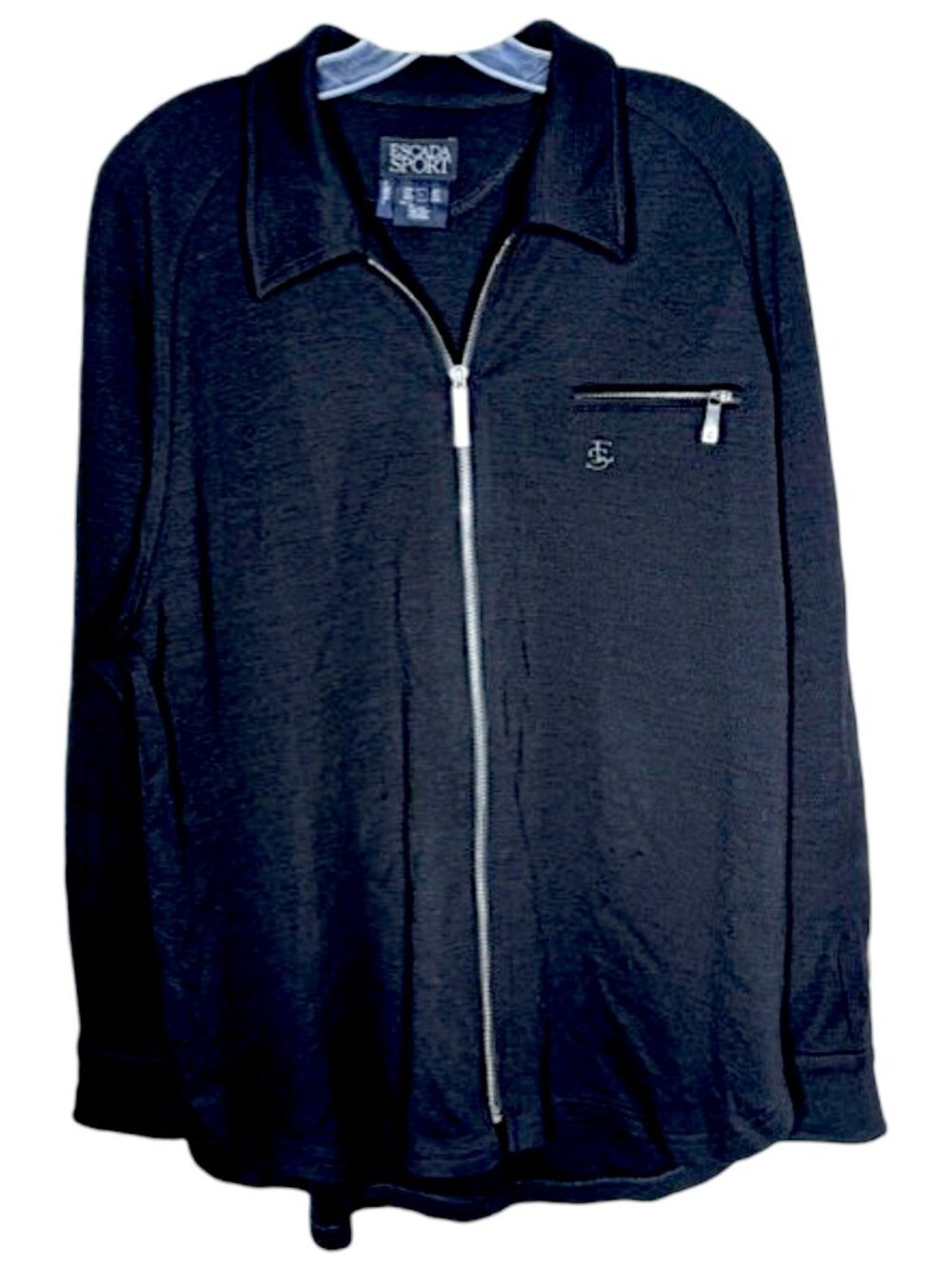 Escada Sport Full Zip Long Sleeve Wool Tunic Jacket - Black - L